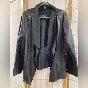Alfani draped black faux leather jacket 2x